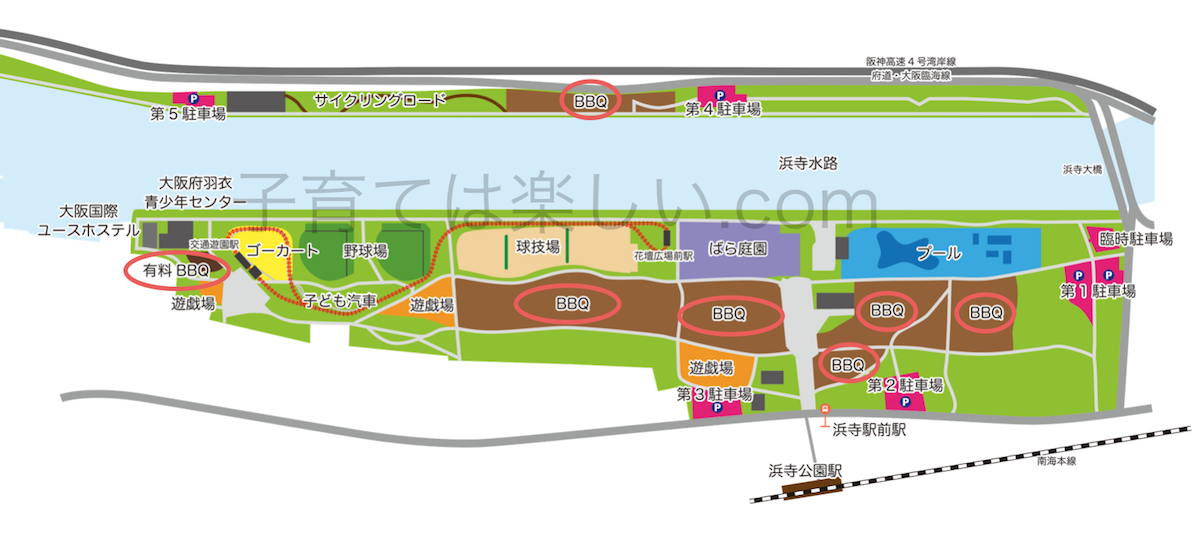 parking map of hamadera park bbq
